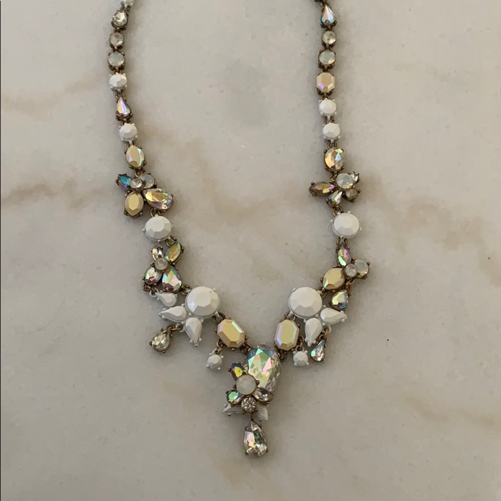J. Crew white and crystal statement necklace